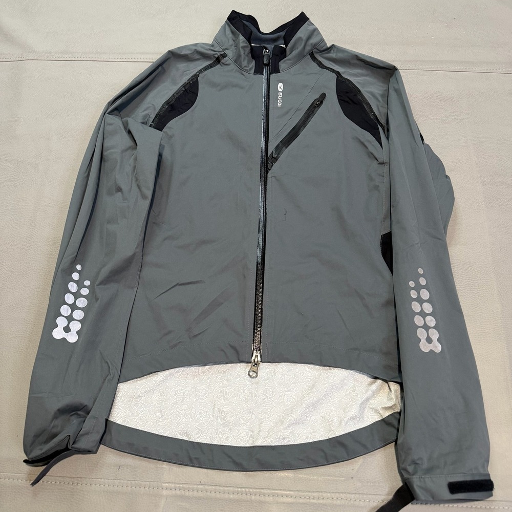 Sugoi Women Biking Cycle Light 3M Jacket Zip Windbreaker Gray Reflective-S-5292